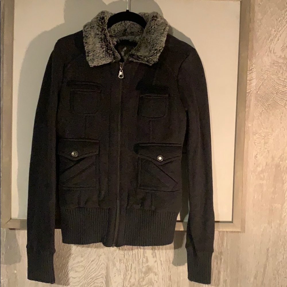BNWOT Guess Jeans grey zip up jacket. AMAZING Soft